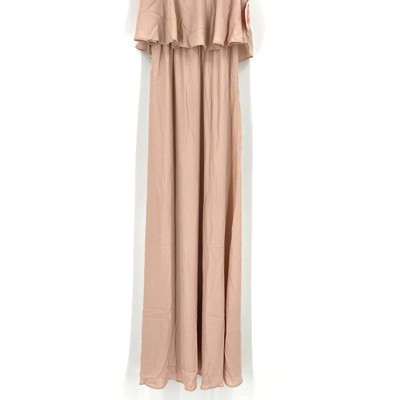 Show Me Your MuMu Caitlin Ruffle Maxi Dress Dusty Blush Crisp Large NWT - Picture 9 of 11